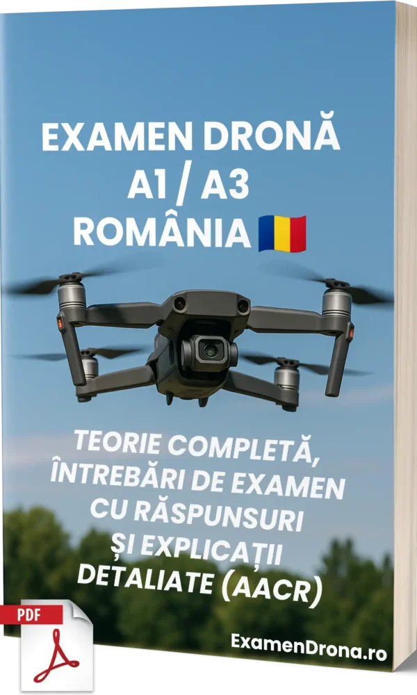 Examen Dronă A1/A3 în România – Teorie completă, 500+ întrebări în stil de examen cu răspunsuri și explicații detaliate - imagine 1