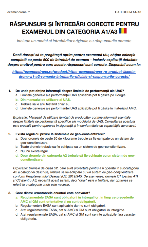 Licență Dronă A1/A3 România 2025 – Întrebările Oficiale și Răspunsurile Corecte - Image 3