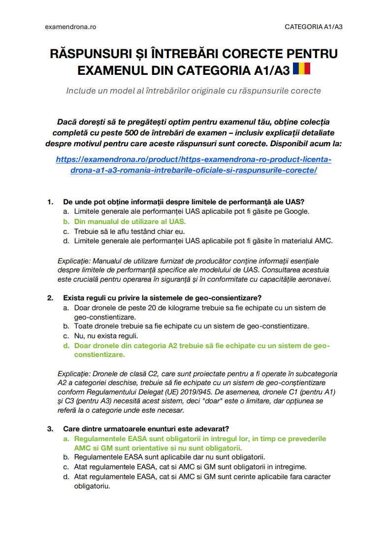 Licență Dronă A1/A3 România 2025 – Întrebările Oficiale și Răspunsurile Corecte - Image 3
