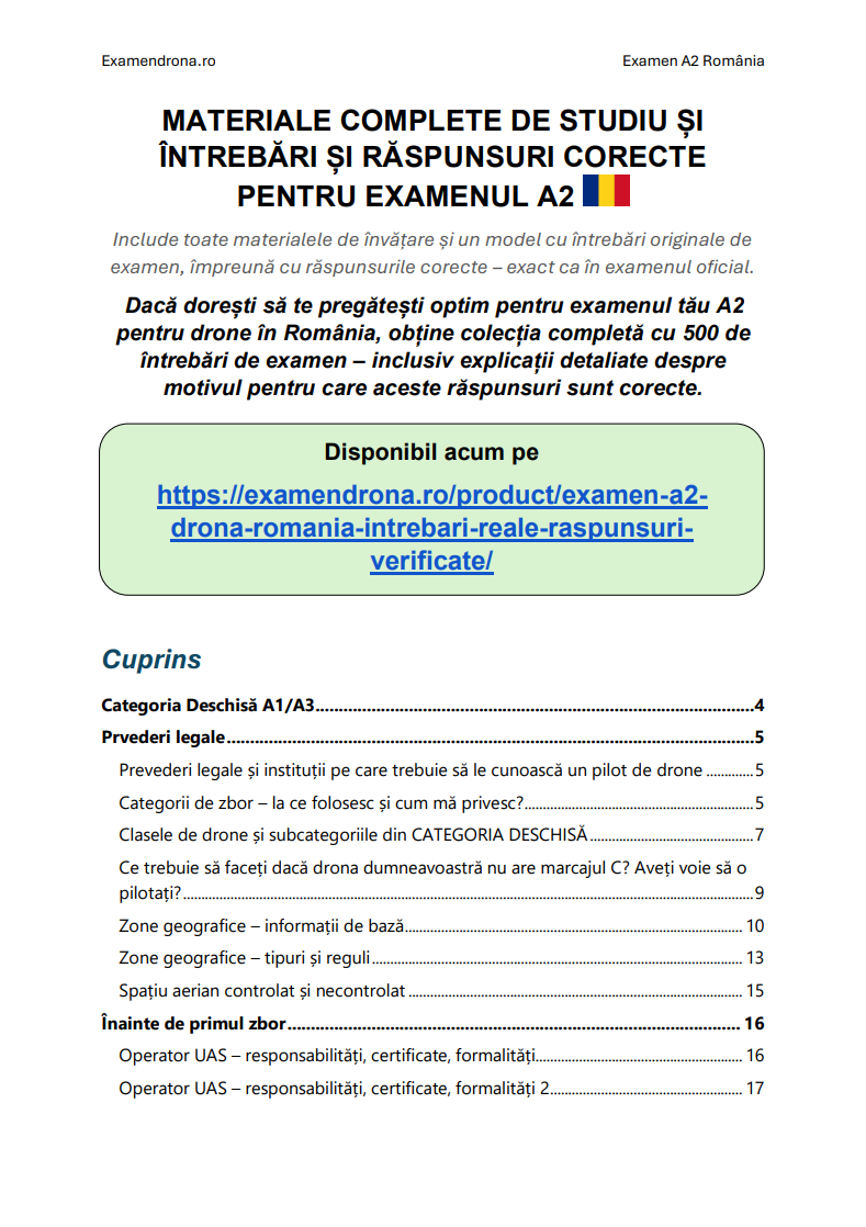 Examen A2 Dronă România 2025 – Întrebări Reale + Răspunsuri Verificate - Image 2
